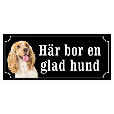 Cocker spaniel brun/vit hundskylt gammaldags stil emaljskylt hund