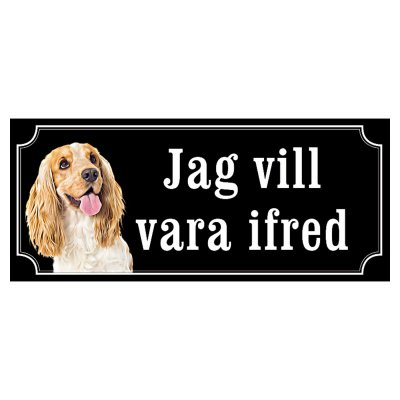 Cocker spaniel brun/vit hundskylt gammaldags stil emaljskylt hund