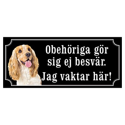 Cocker spaniel brun/vit hundskylt gammaldags stil emaljskylt hund