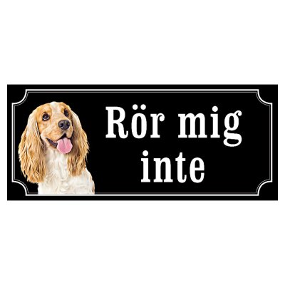 Cocker spaniel brun/vit hundskylt gammaldags stil emaljskylt hund