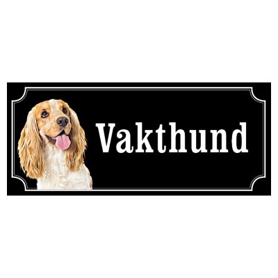 Cocker spaniel brun/vit hundskylt gammaldags stil emaljskylt hund