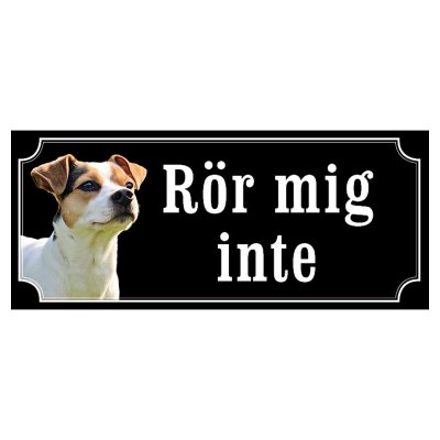 Dansk-svensk gårdshund brun/vit hundskylt gammaldags stil emaljskylt hund