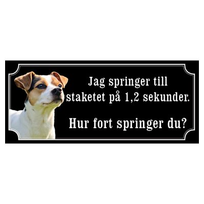 Dansk-svensk gårdshund brun/vit hundskylt gammaldags stil emaljskylt hund