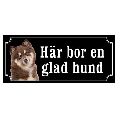 Finsk lapphund brun/vit gammaldags stil emaljskylt hund