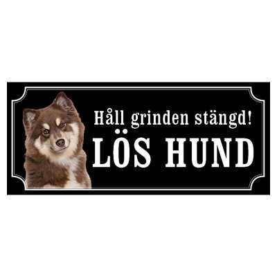 Finsk lapphund brun/vit gammaldags stil emaljskylt hund