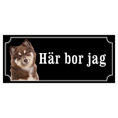 Finsk lapphund brun/vit gammaldags stil emaljskylt hund