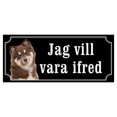 Finsk lapphund brun/vit gammaldags stil emaljskylt hund