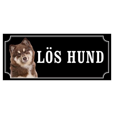 Finsk lapphund brun/vit gammaldags stil emaljskylt hund