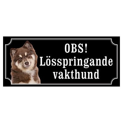 Finsk lapphund brun/vit gammaldags stil emaljskylt hund