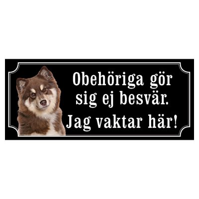 Finsk lapphund brun/vit gammaldags stil emaljskylt hund