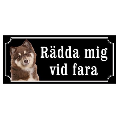 Finsk lapphund brun/vit gammaldags stil emaljskylt hund