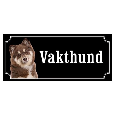 Finsk lapphund brun/vit gammaldags stil emaljskylt hund