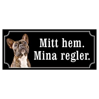Finsk lapphund brun/vit gammaldags stil emaljskylt hund