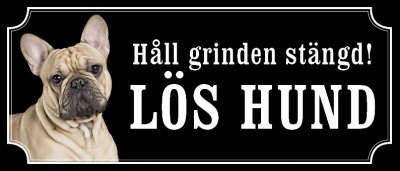 Fransk bulldogg beige gammaldags stil emaljskylt hund