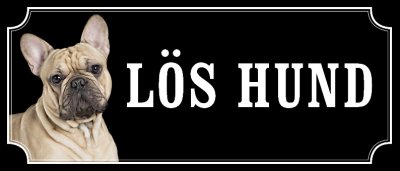 Fransk bulldogg beige gammaldags stil emaljskylt hund