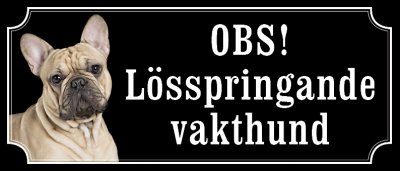 Fransk bulldogg beige gammaldags stil emaljskylt hund