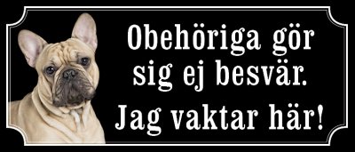 Fransk bulldogg beige gammaldags stil emaljskylt hund