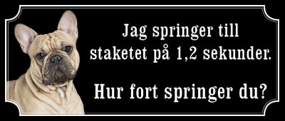 Fransk bulldogg beige gammaldags stil emaljskylt hund