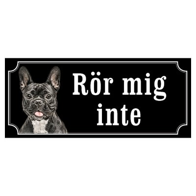 Fransk bulldogg svart/vit gammaldags stil emaljskylt hund