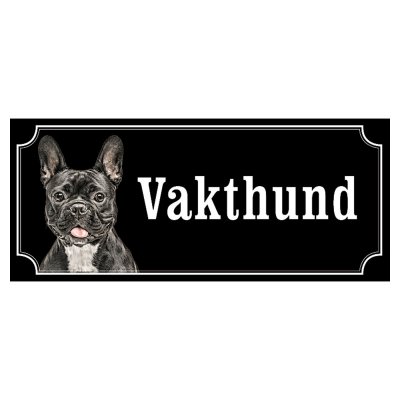 Fransk bulldogg svart/vit gammaldags stil emaljskylt hund