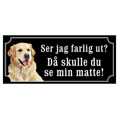 Golden retriever gammaldags stil emaljskylt hund