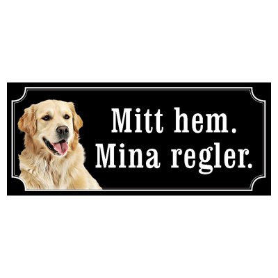 Golden retriever gammaldags stil emaljskylt hund