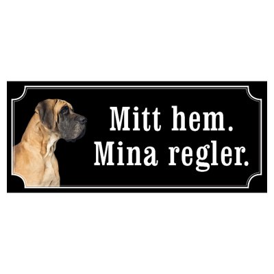 Grand danois brun gammaldags stil emaljskylt hund