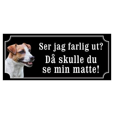 Jack russel terrier gammaldags stil emaljskylt hund