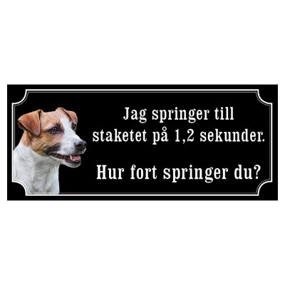 Jack russel terrier gammaldags stil emaljskylt hund