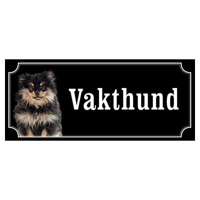 Pomeranian svart gammaldags stil emaljskylt hund