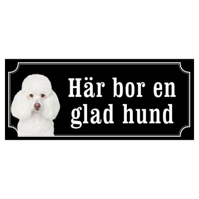 Pudel vit gammaldags stil emaljskylt hund