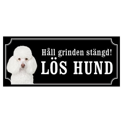 Pudel vit gammaldags stil emaljskylt hund