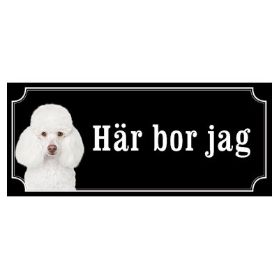 Pudel vit gammaldags stil emaljskylt hund