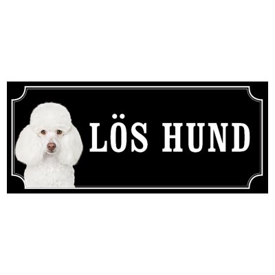 Pudel vit gammaldags stil emaljskylt hund