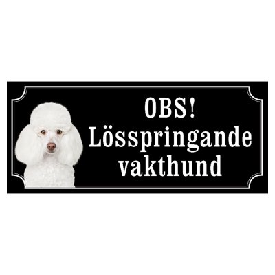 Pudel vit gammaldags stil emaljskylt hund