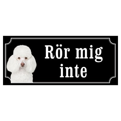 Pudel vit gammaldags stil emaljskylt hund