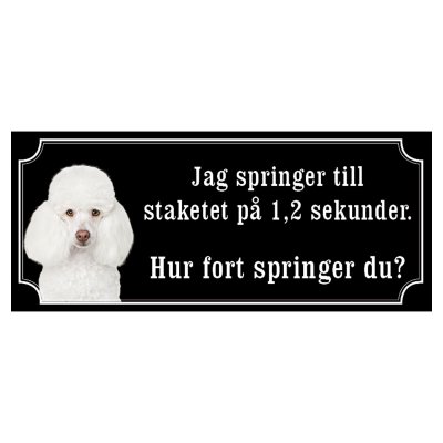 Pudel vit gammaldags stil emaljskylt hund