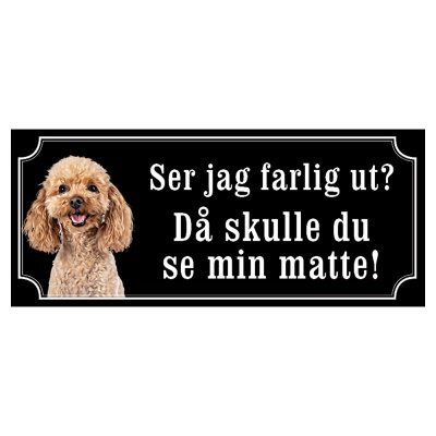 Pudel brun gammaldags stil emaljskylt hund