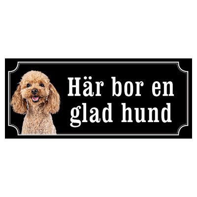 Pudel brun gammaldags stil emaljskylt hund