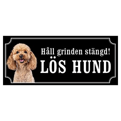 Pudel brun gammaldags stil emaljskylt hund