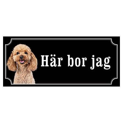 Pudel brun gammaldags stil emaljskylt hund