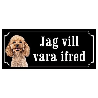 Pudel brun gammaldags stil emaljskylt hund