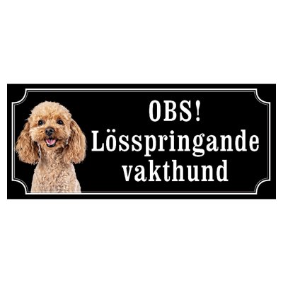 Pudel brun gammaldags stil emaljskylt hund