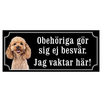 Pudel brun gammaldags stil emaljskylt hund