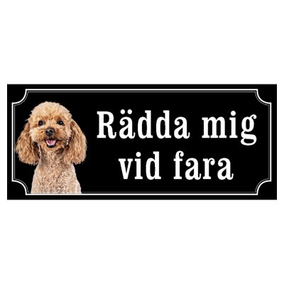 Pudel brun gammaldags stil emaljskylt hund