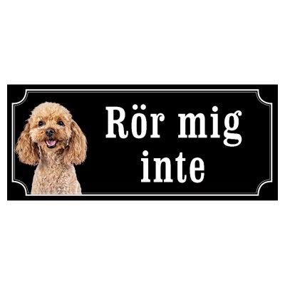 Pudel brun gammaldags stil emaljskylt hund