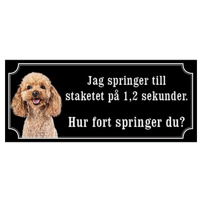 Pudel brun gammaldags stil emaljskylt hund