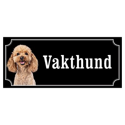Pudel brun gammaldags stil emaljskylt hund