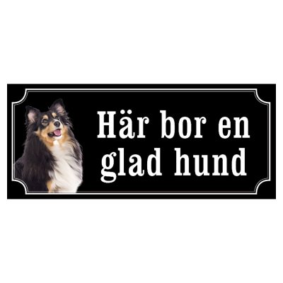 Shetland sheepdog svart/vit gammaldags stil emaljskylt hund