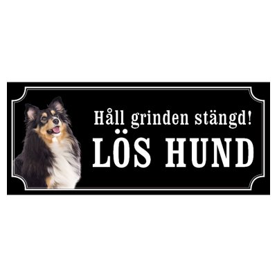 Shetland sheepdog svart/vit gammaldags stil emaljskylt hund